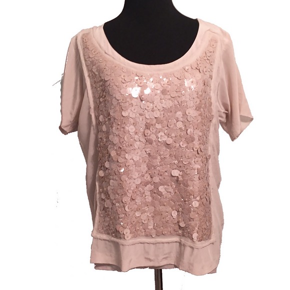 🚩GIFTED🚩Crew Silk and Sequin Tee - Picture 3 of 4