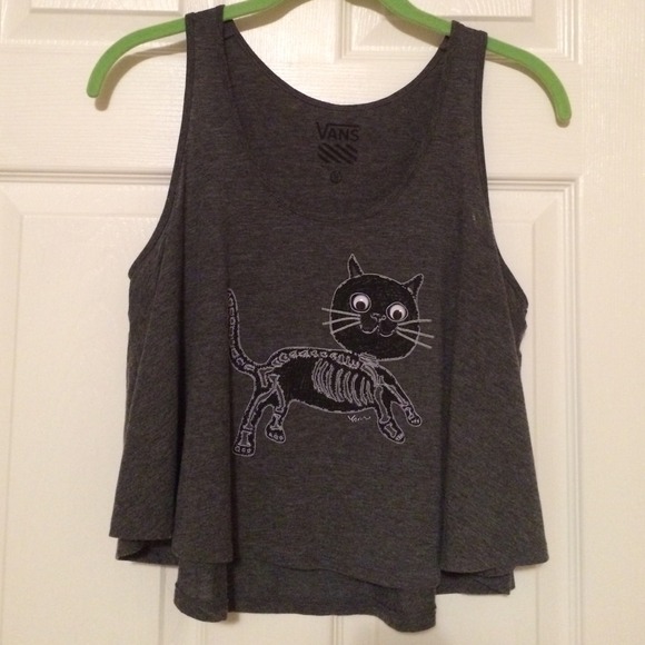 Vans skeleton kitty crop top