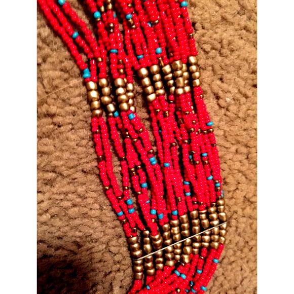 Red multistring necklace - Picture 2 of 2