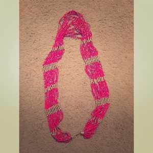 Red multistring necklace