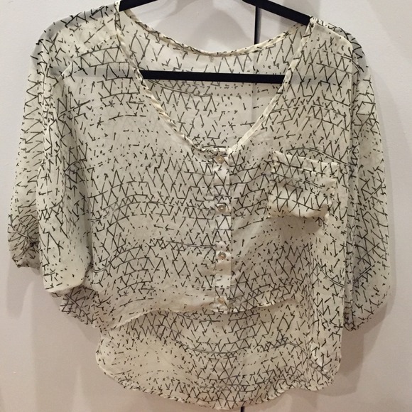 High low cropped button down top