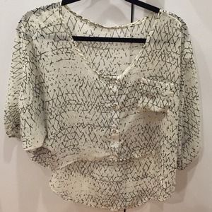 High low cropped button down top