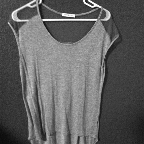 Gray Sheer Shoulder Top