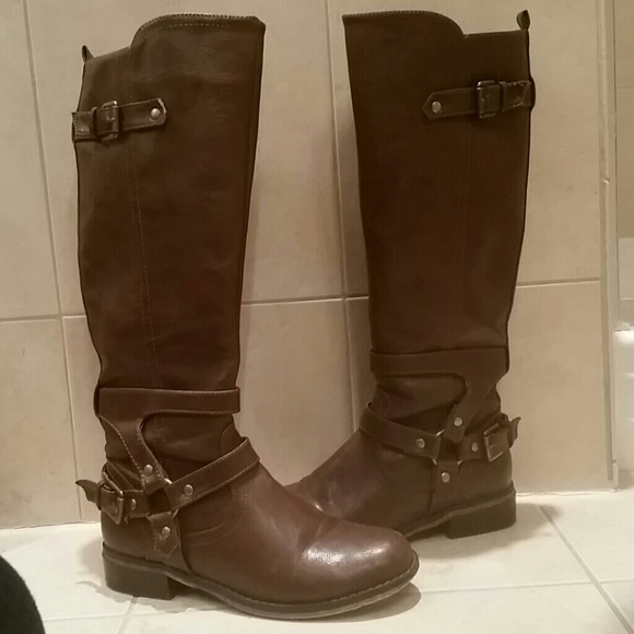 Brown knee high boots