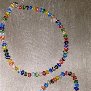 Murano glass bead necklace and bracelet set