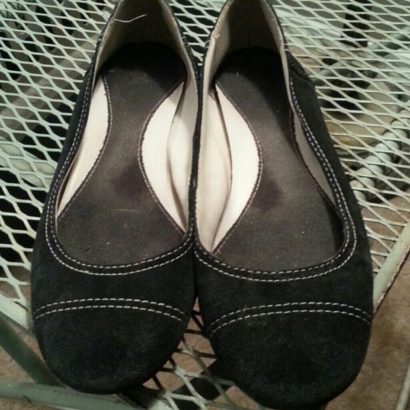 Navy suede flat shoes