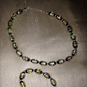 Murano glass bead necklace and bracelet set