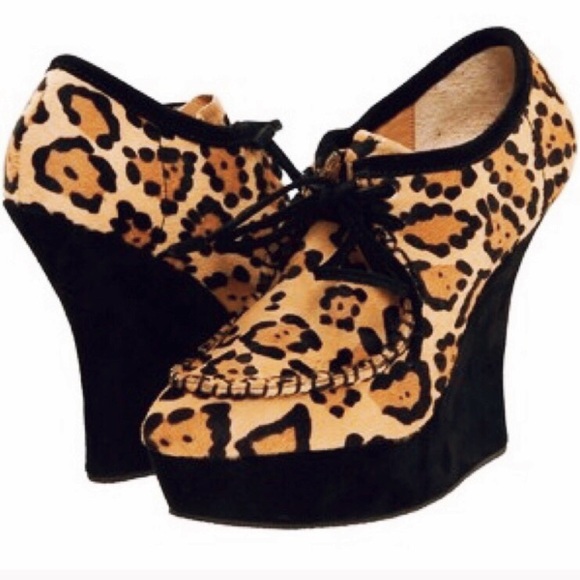 L.A.M.B. By Gwen Stefani Leopard Calf-Hair Wedges