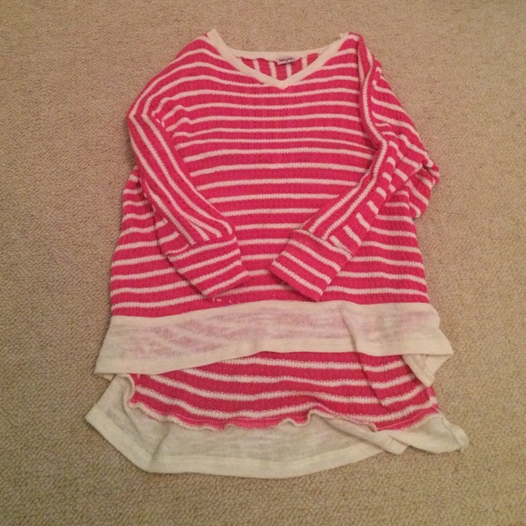 Pink and white striped sweater