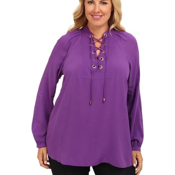 Michael Kors Gold Accent Violet Glaze Blouse