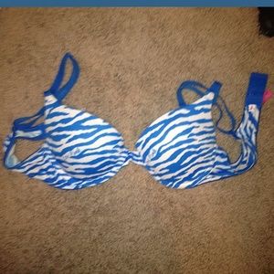 Blue zebra print wear everywhere push-up bra