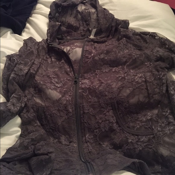 Lace hoodie zip up