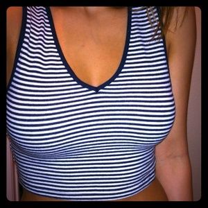Striped v neck crop tank top