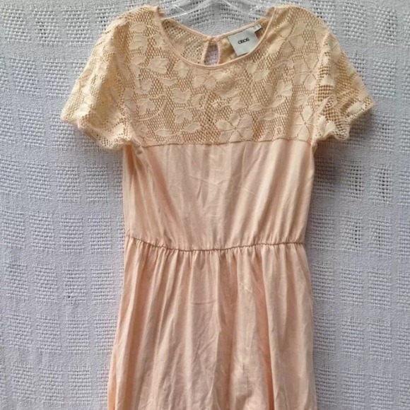 🚫SOLD🚫Asos Oatmeal Champagne Pink Lace Dress 10 - Picture 2 of 3