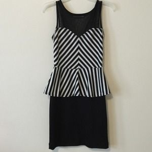 Black and White Striped Peplum dress