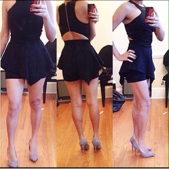 Black peplum play suit / romper