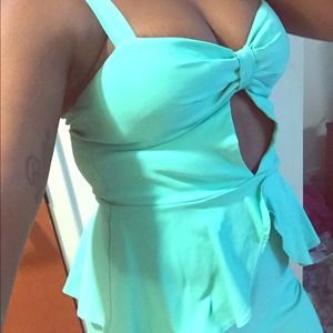 Sea foam Green peplum dress