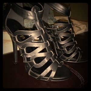 Black strappy heels