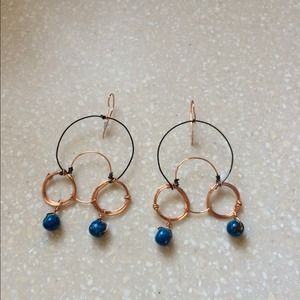 Handmade Wire Earrings "Afro Lady" size 2.5 inches
