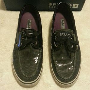 Sperry Bahama Black Sequin SZ 8.5