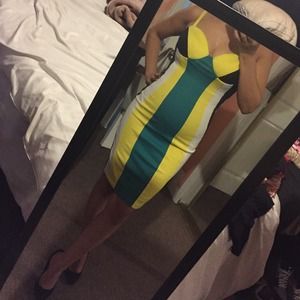 Kardashian Kollection color block sexy dress