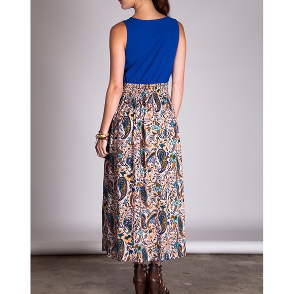 The NATASHA paisley maxi dress - ROYAL BLUE - Picture 2 of 3