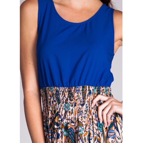 The NATASHA paisley maxi dress - ROYAL BLUE - Picture 3 of 3