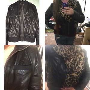Faux-leather jet black jacket