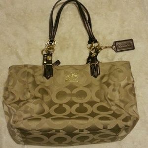 Coach Signature Tan Shoulder Purse