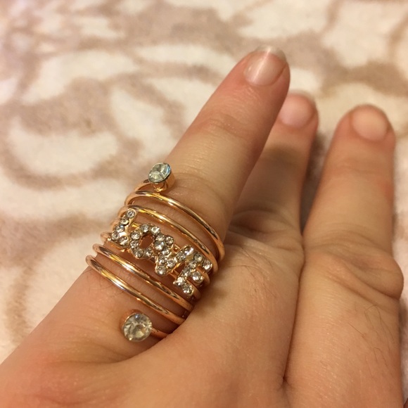 Love Rhinestone Spring Ring - Picture 2 of 5
