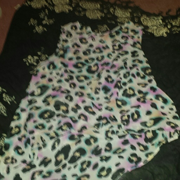 high low see through cheetah print top