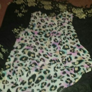 high low see through cheetah print top