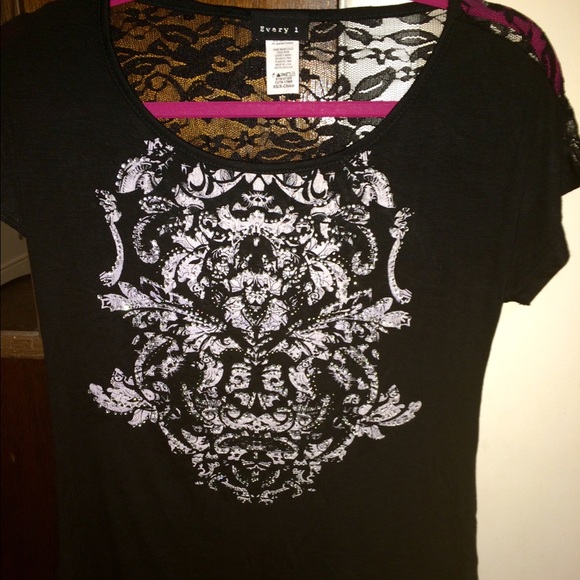 Lace Back with Rhinestone Light-Weight Top - Picture 2 of 4