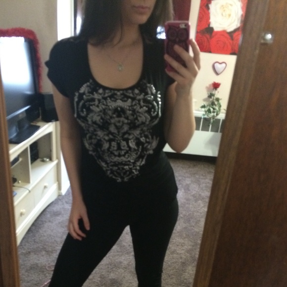 Lace Back with Rhinestone Light-Weight Top - Picture 3 of 4