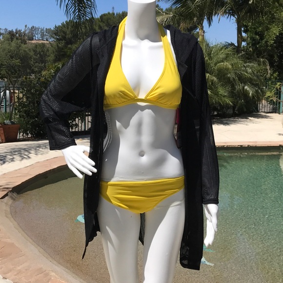 SWIMSUITS FOR ALL 10/12 Black Mesh Hooded Cover Up - Picture 6 of 8
