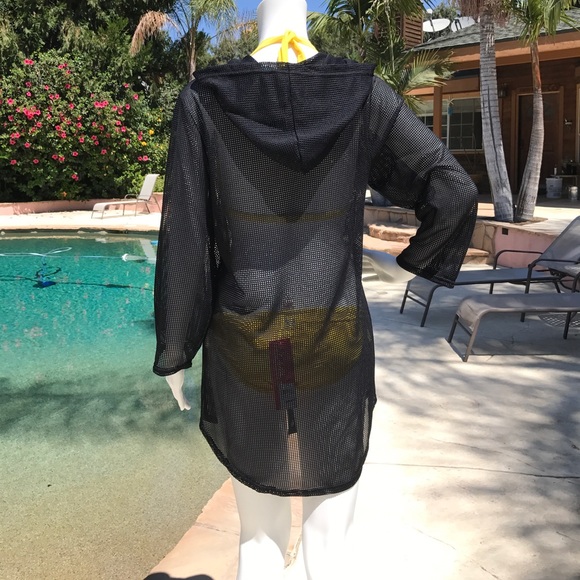 SWIMSUITS FOR ALL 10/12 Black Mesh Hooded Cover Up - Picture 7 of 8