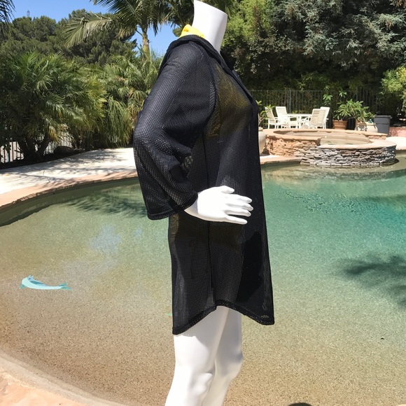 SWIMSUITS FOR ALL 10/12 Black Mesh Hooded Cover Up - Picture 8 of 8