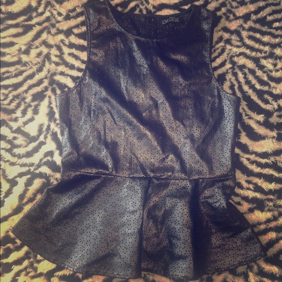 Faux Leather Peplum Shirt
