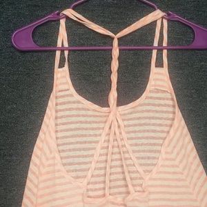 NWOT Striped tank top with back design