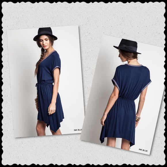 One left !Relax Glam ~ Ink Blue Fit & Flare Dress - Picture 2 of 4