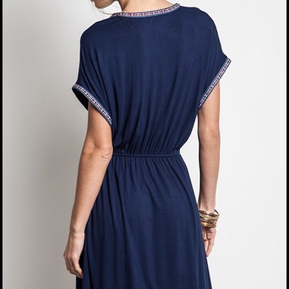One left !Relax Glam ~ Ink Blue Fit & Flare Dress - Picture 3 of 4