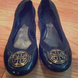 Tory Burch black patent flats