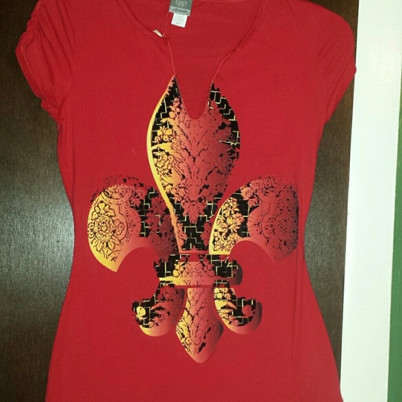 Velour Design V-Neck T-Shirt