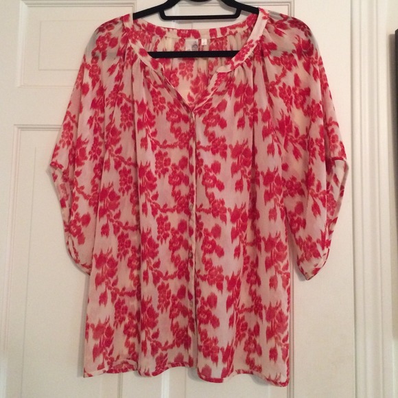 Sheer Red and White Blouse
