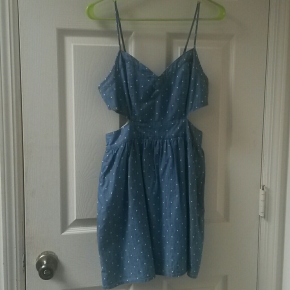 NWOT A&F jean polka-dotted cutout dress
