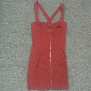 UO Burgundy cross-backed zipper dress