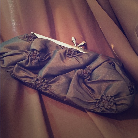 Brown satin clutch