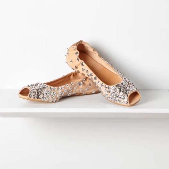 SOLD VIA EBAY Anthropologie leather peep toe flat