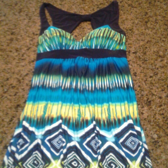 Super Sexy and sassy Blue and Green tribal dress