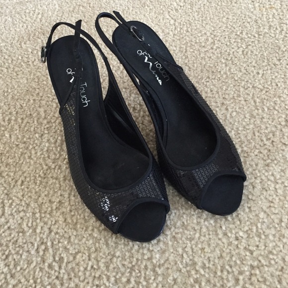 Sequined peep toe sandals